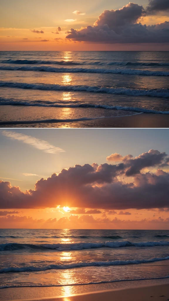 Beautiful sunset、Seaside、Sandy Beach、