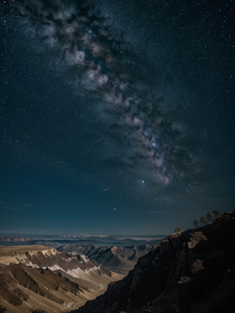 The movement of the moon in a moonlit night with the Milky Way galaxy