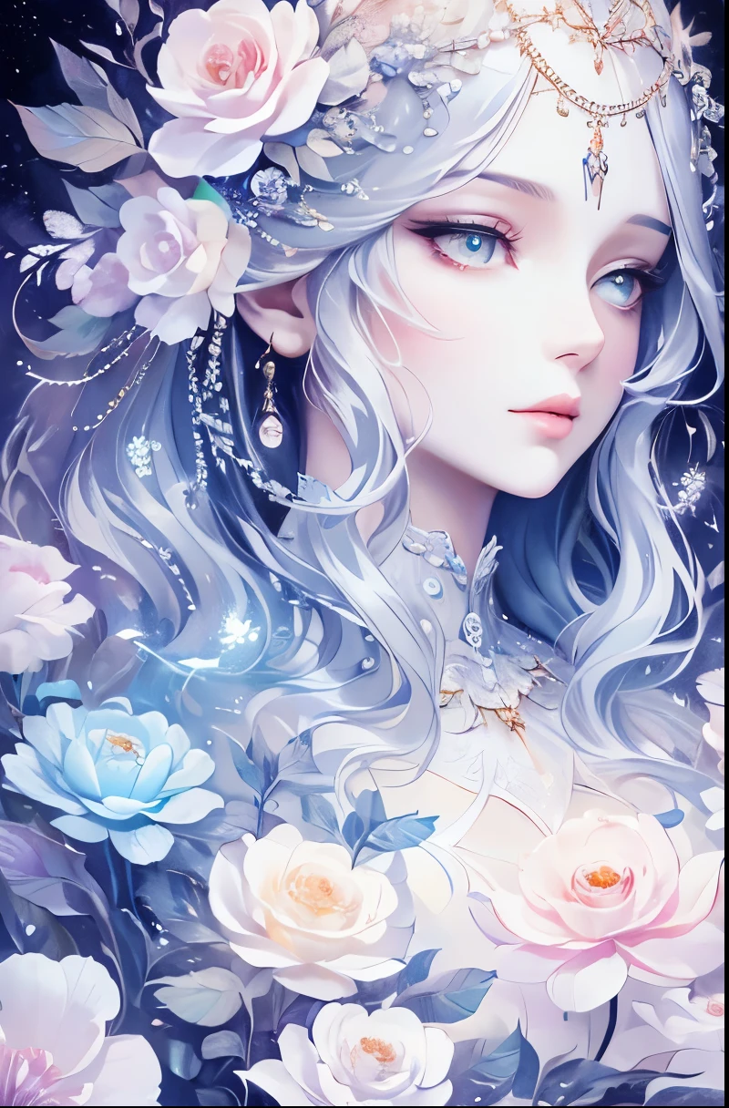 a beautiful girl, extremely detailed, highly detailed, intricate fractal art, 1girl, beautiful stars eyes, beautiful detailed lips, extremely detailed eyes and face, long eyelashes, Elegant Pose, cinematic lighting, Volumetric fog, dramatic colors, vibrant and vivid, photorealistic, 8K, best quality, masterpiece, official artwork, beautiful and aesthetic，Half-length portrait