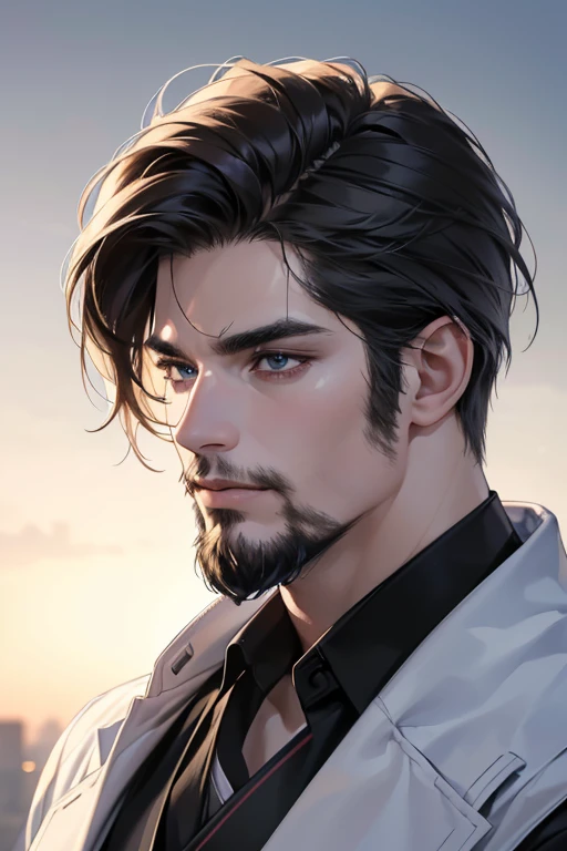 (best quality,4k,8k,highres,masterpiece:1.2),ultra-detailed,(realistic,photorealistic,photo-realistic:1.37),30 year old man,3 day beard,handsome anime,portraits,strong,masculine,dark hair,sharp jawline,mesmerizing eyes,perfectly styled hair,cool anime outfit,confident expression,vibrant colors,dynamic lighting