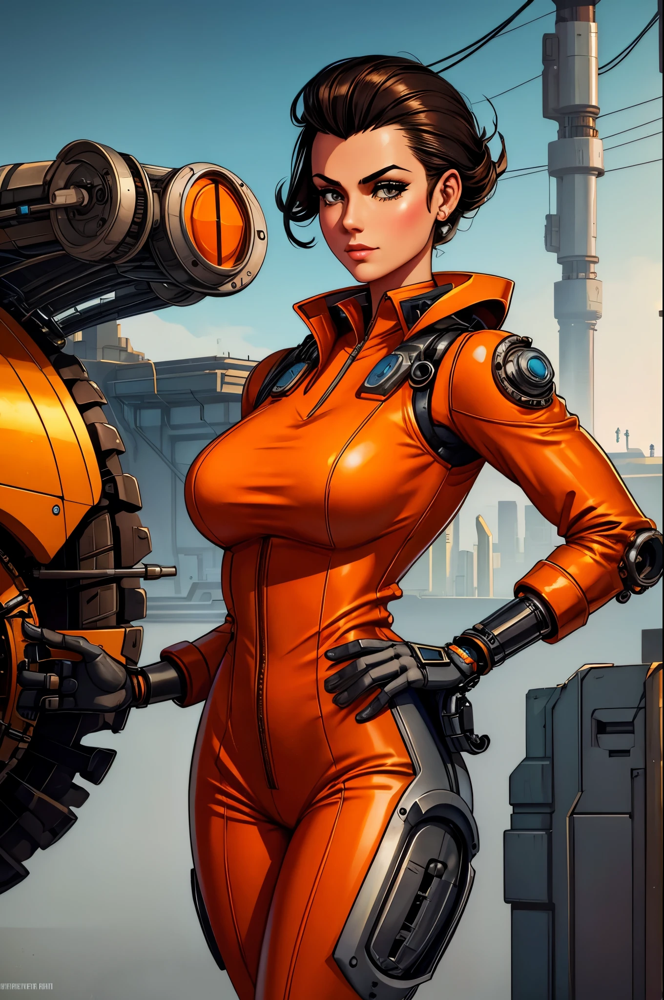 (((standing backwards))), (((Grace Jones))), (((red suit))), (((back view))), (((perfect ass))), ((( soldier suit ))), (((Black short haircut))), (((Afro girl))), ((high collar)), (((red army suit))), (((best qualityer: 1.4))), (Unbeatable masterpiece), (hiper HD),(CG 8k hyper-realistic), (((brave face))), (((breasts big))), (((hyper feminine))), sexly girl, ((( sculptural body ))), (((1 Kizi))), Kizi cibernética de 25 anos com perfectbody,,Beautiful and well-groomed face,muscular body:1.2,solid color detailed jacket, (Head to thigh photos), Complex equipment, green dark,Long pants,Tight clothes are dark,With white stars and off-white stripes,,,,,Armor Metal Electronic Parts, Poison tattoos ) INFO, Kizi, (((standing alone))), pirralha violent, ((())), sexly, pose de atitude, work of art, post-apocalypse, (((manga style))), bounty hunter, violent, Manic, the way you want, slenderbody, thin but strong, perfectbody, roupa moderna, advanced technology, neon, sleeves with vertical striped pattern, neutral background, (( cowboy shot )). intricate visual