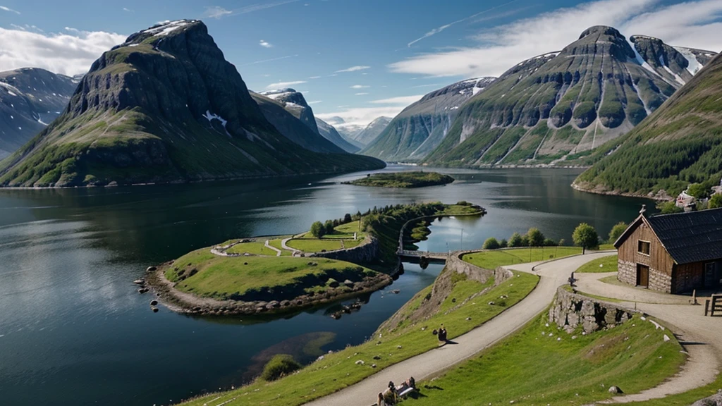Viking landscape, medieval, norwegian fjords, Visually relaxing image