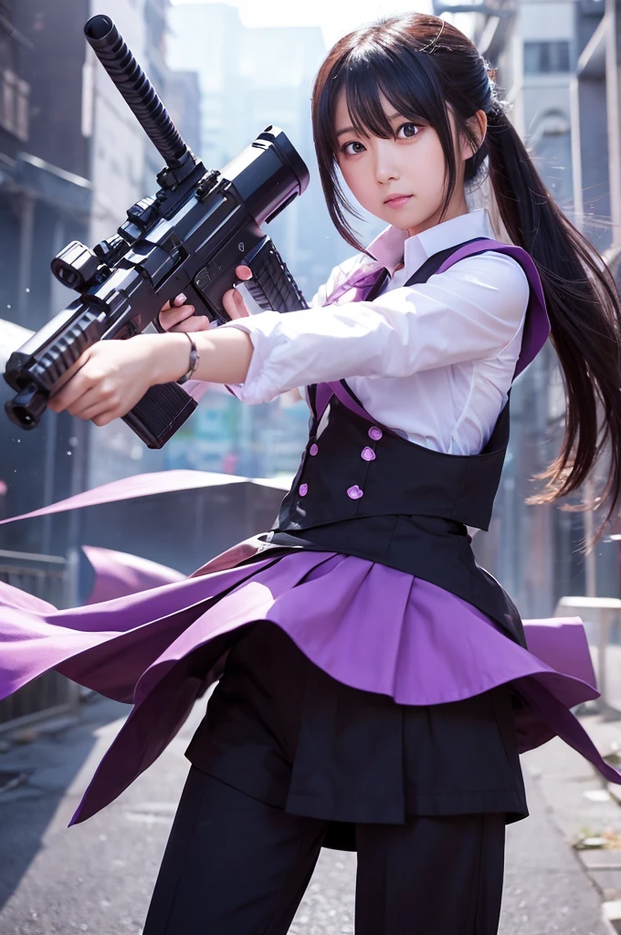 Akemi Homura Gun Combat Pose