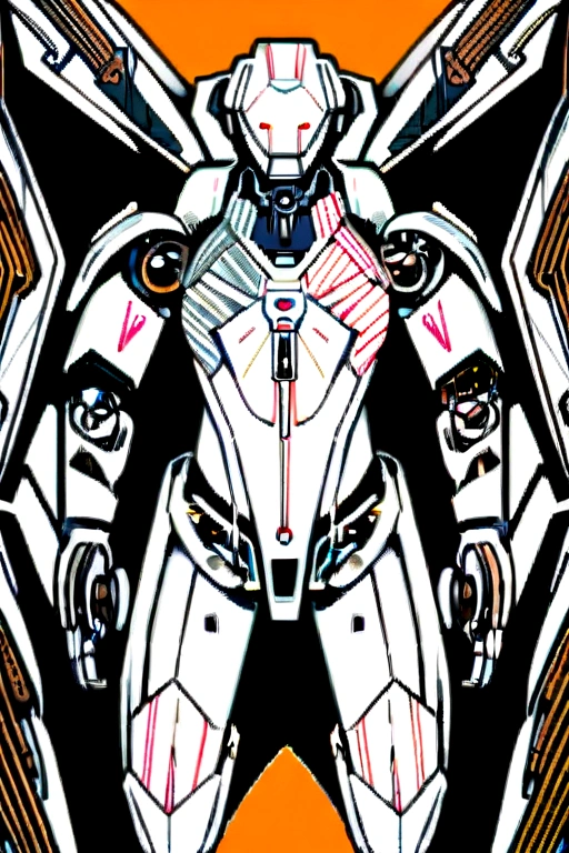 japanese manga cover style, kawaii, colorful ink painting, clean very thin line drawing, partially colored, design combining concept art and Japanese manga drawing, young innocent girl cyborg, full standing shot, super detailed, aetherium tank, delicate intricate machinery, clockwork, gears, articulation points, 3/4 view, engineering draft drawing, pen and ink style lines --niji 6