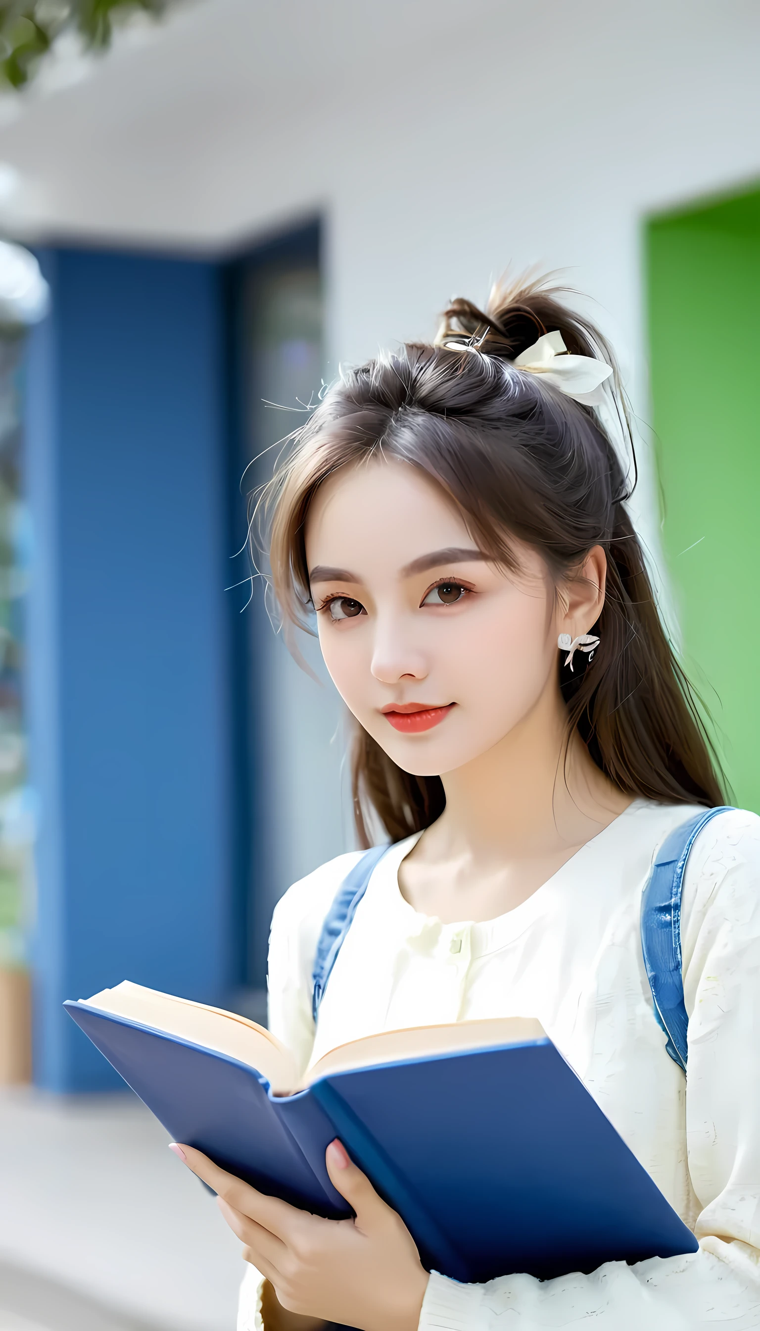 Read textbooks, beautiful girl  