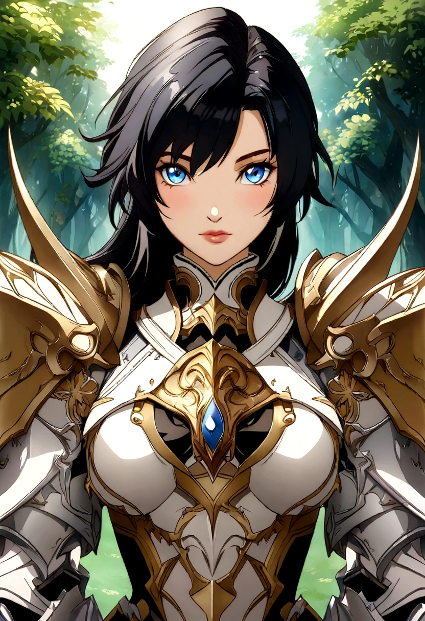 anime - style image of a woman in armor in a forest, a character portrait inspired by Li Chevalier, pixiv, fantasy art, detailed anime character art, 2. 5 d cgi anime fantasy artwork, detailed digital anime art, portrait knight female, portrait of a female anime hero, clean detailed anime art, portrait of female paladin, anime character art