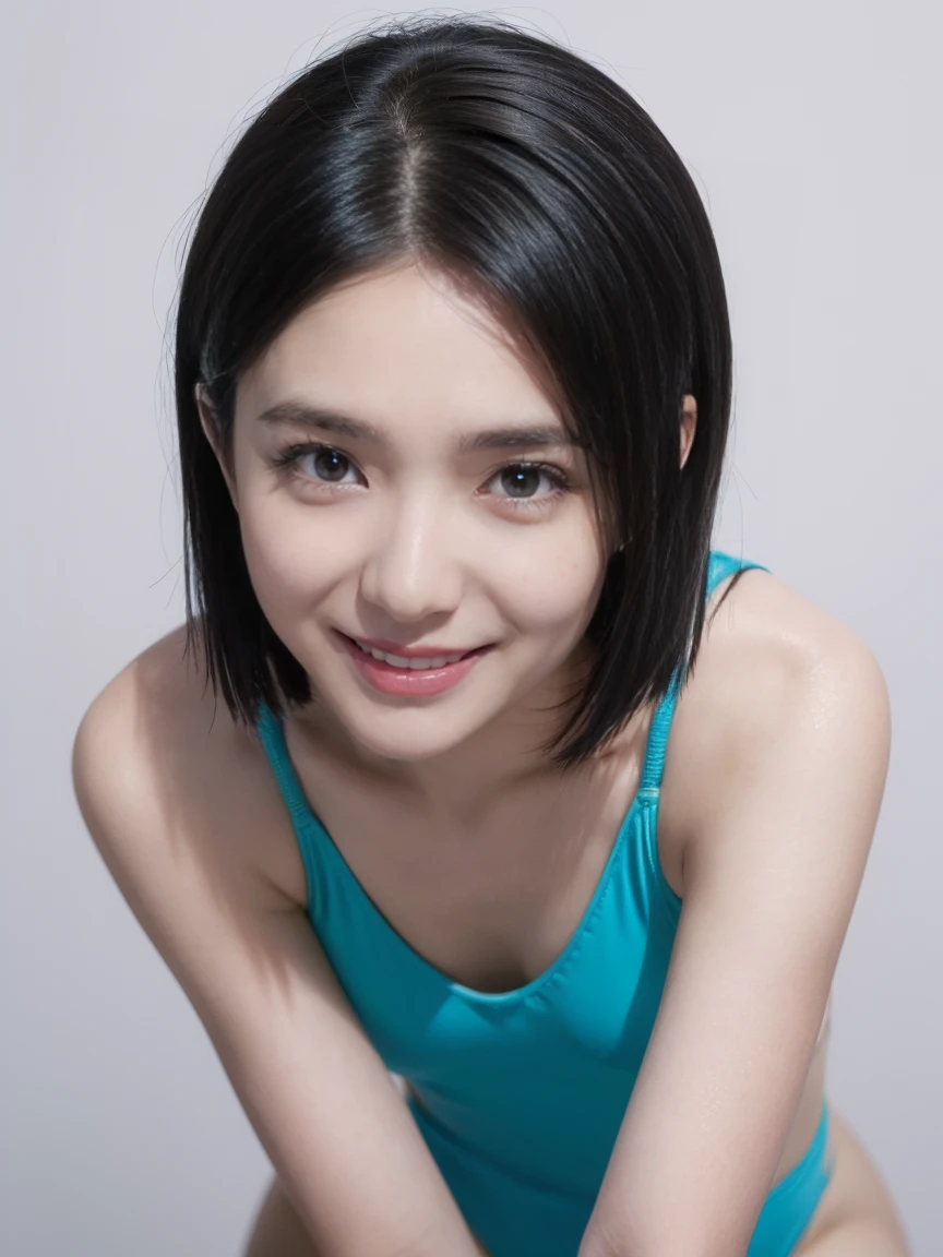 ((cute, 1 Girl, Liza, workshop, Alchemist)),((Slingshot swimsuit)))、woman,Cowboy Shot, ((white background))) 、Best image quality, high quality, The background is clear,きれいなwoman, Japanese, detailed, detailed eyes, detailed skin, Beautiful Skin, 超High resolution, (reality: 1.4),とても美しいwoman, 30 years old, Beautiful Skin, thin, (Ultra-photorealism), (High resolution), (8K), (非常にdetailed) 、(Beautiful and detailed eyes), (非常にdetailed), (detailed face), Displaying the viewer, Fine details, detailed face, (((smile:1.5))),Straight,Looking Ahead, StraightLooking Ahead, Photo Real,Hairstyle: ponytail、(((short hair:1.5))),Brown Hair、smile、Very delicate body、Very flat chest、hair over one eye, Normal limbs、Kneeling