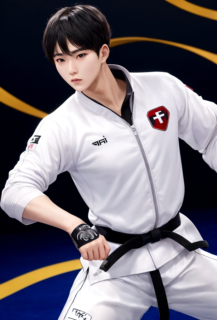 male character wearing ITF themed taekwondo suit