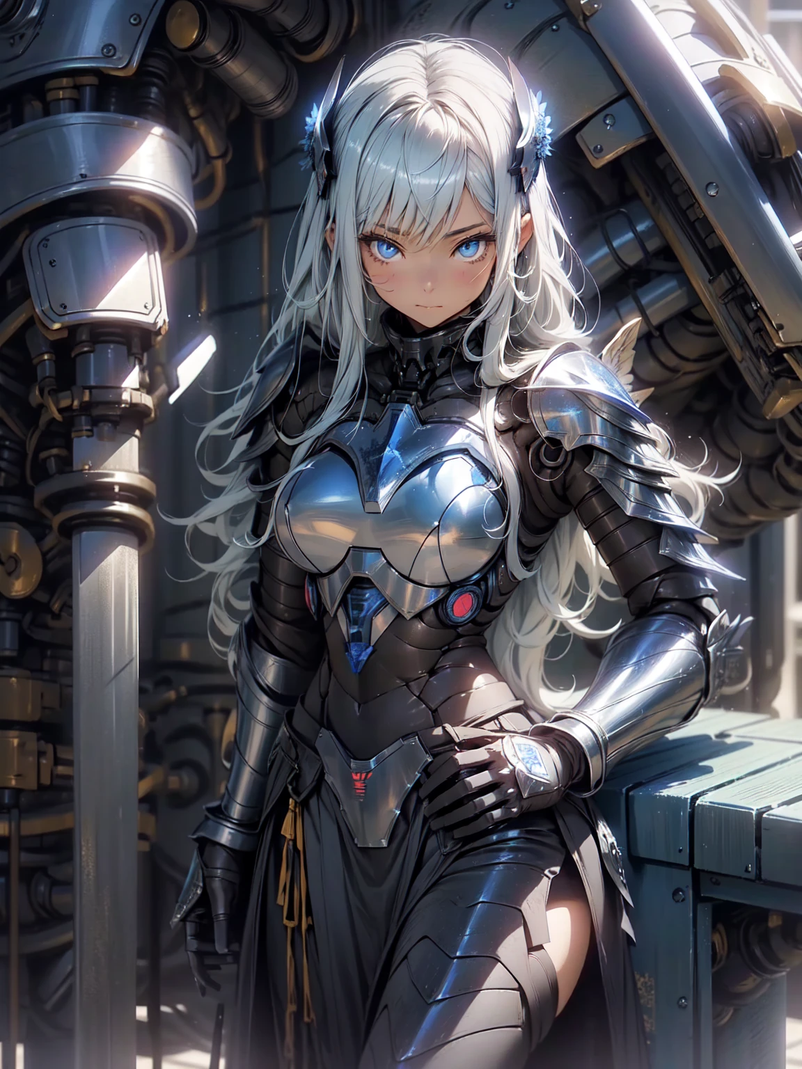 (Subtle manga style:1.1), Cool Beauty, (One Woman:1.0), (20-year-old:1.0), (Small breasts:1.2), Outdoor, Day, sunny, Outdoorで飛ぶ, Over European cities, (Wide Shot:1.0), (Written boundary depth:1.1), (From the side: 0.7), (From above:1.0), Blake、(Anime Face:1.0), (Clear blue eyes:1.0), (Cybernetic Genoid:1.1), (Very detailed mech suit:1.3), (Blue Gothic Breastplate:1.2), (Long silver hair:1.0), (Blue luxury armor skirt:1.3), (Decorative embroidery:1.0), (Angel Wings:1.1), Mouth closed、