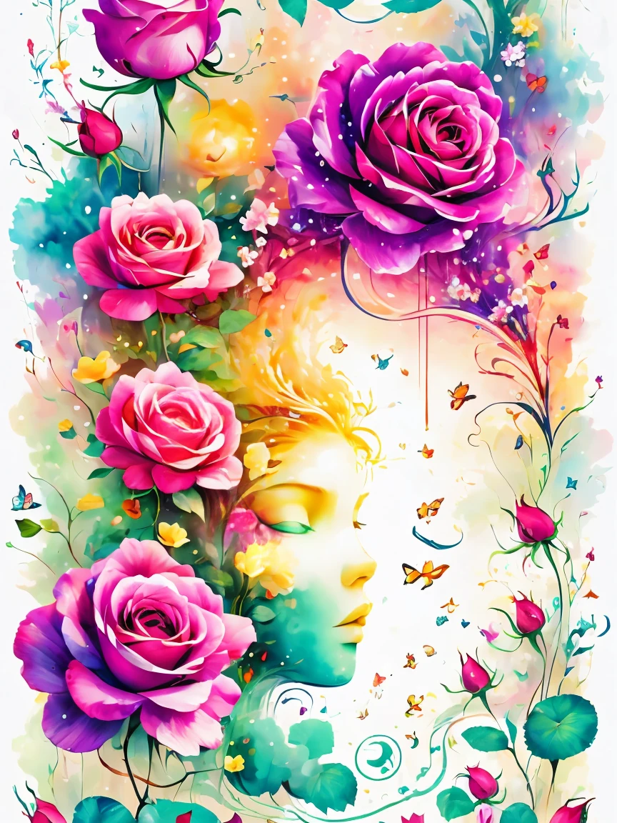 Creative font design, Font, Rose, Draw letters with Rose, Dynamic, colorful, level, (best quality, masterpiece, Representative Works, official art, professional, Ultra high detail, 8K:1.3)