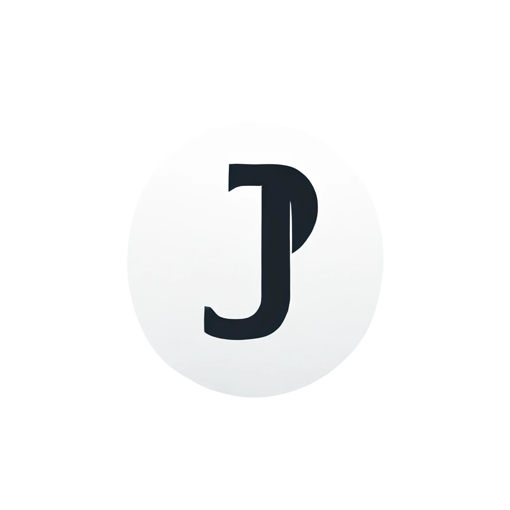 letter logo design that forms the letter J. with a geometric style, flat without color gradations, with a neat shape in black and white, monochrome