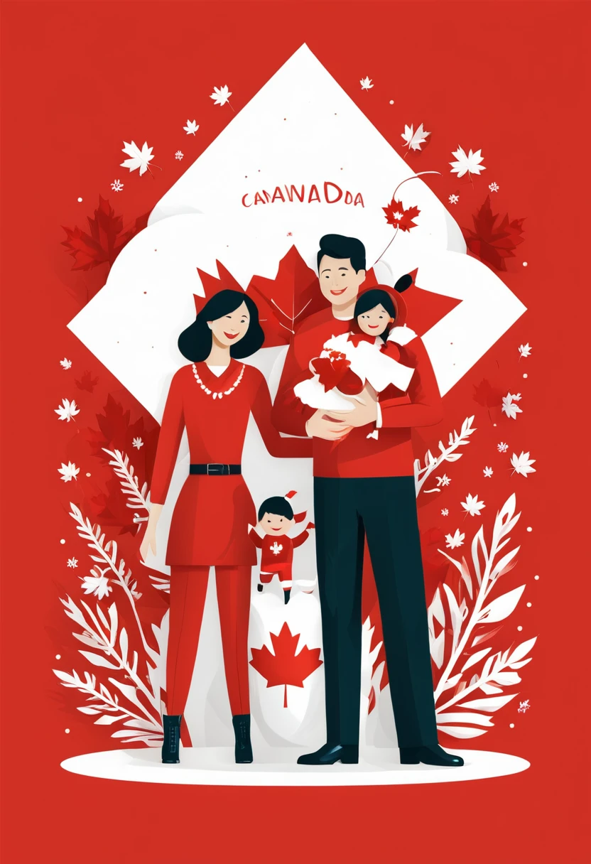 Illustration happy family day canada flat design