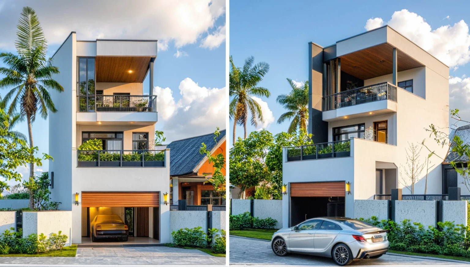 raw photo, Masterpiece, high quality, best quality, authentic, super detail, outdoors, onestoreyvillaXL, aiaigroup, house style modern on the street ,stairs, white wall ,road,pavement, grass, trees, sky, cloud, (daylight:1.1)

