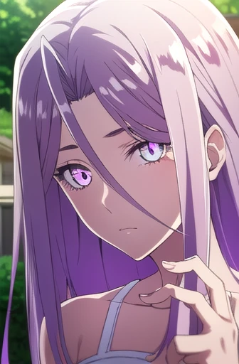 Tokimi, Tokimi, Purple hair, (Purple eyes:1.1), long hair,
break dress, Bare shoulders, White dress,
break looking at viewer,
break outdoors,
break (Tafah:1.2), Best quality, High accuracy, Unity wallpaper 8k, (clarification:0.8), (Beautiful detailed eyes:1.6), Highly detailed face, Perfect lighting, Highly detailed CG, (Perfect hands, Perfect anatomy),