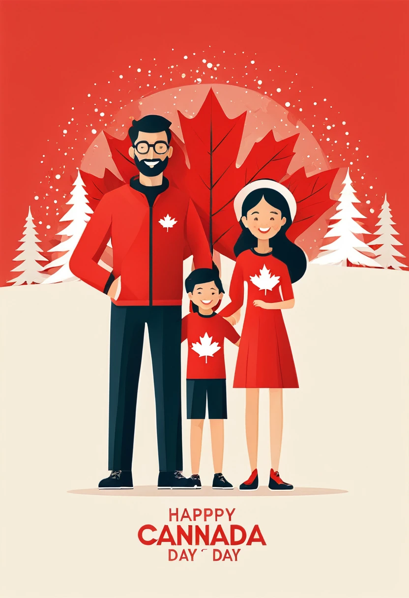 Illustration happy family day canada flat design