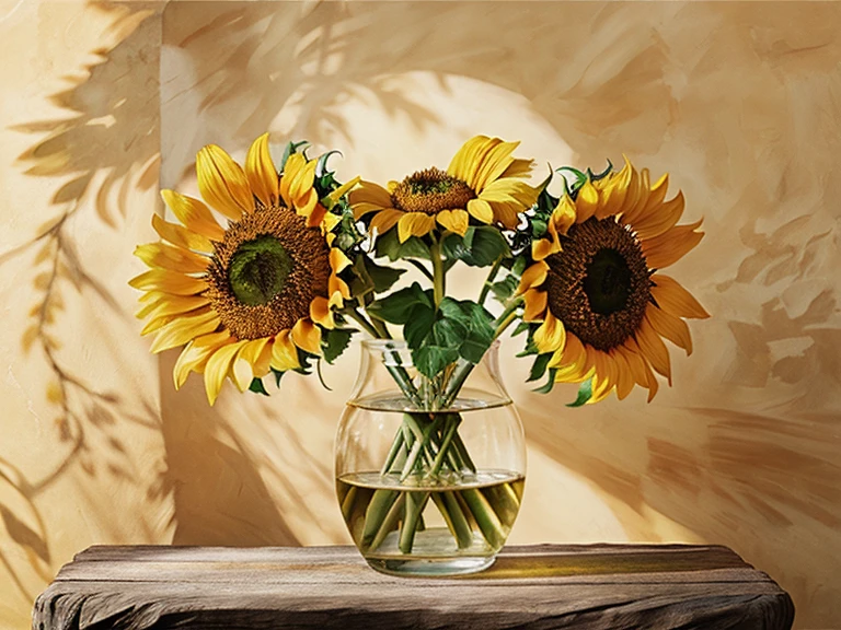 Sunflowers, Dalí style, photorealistic