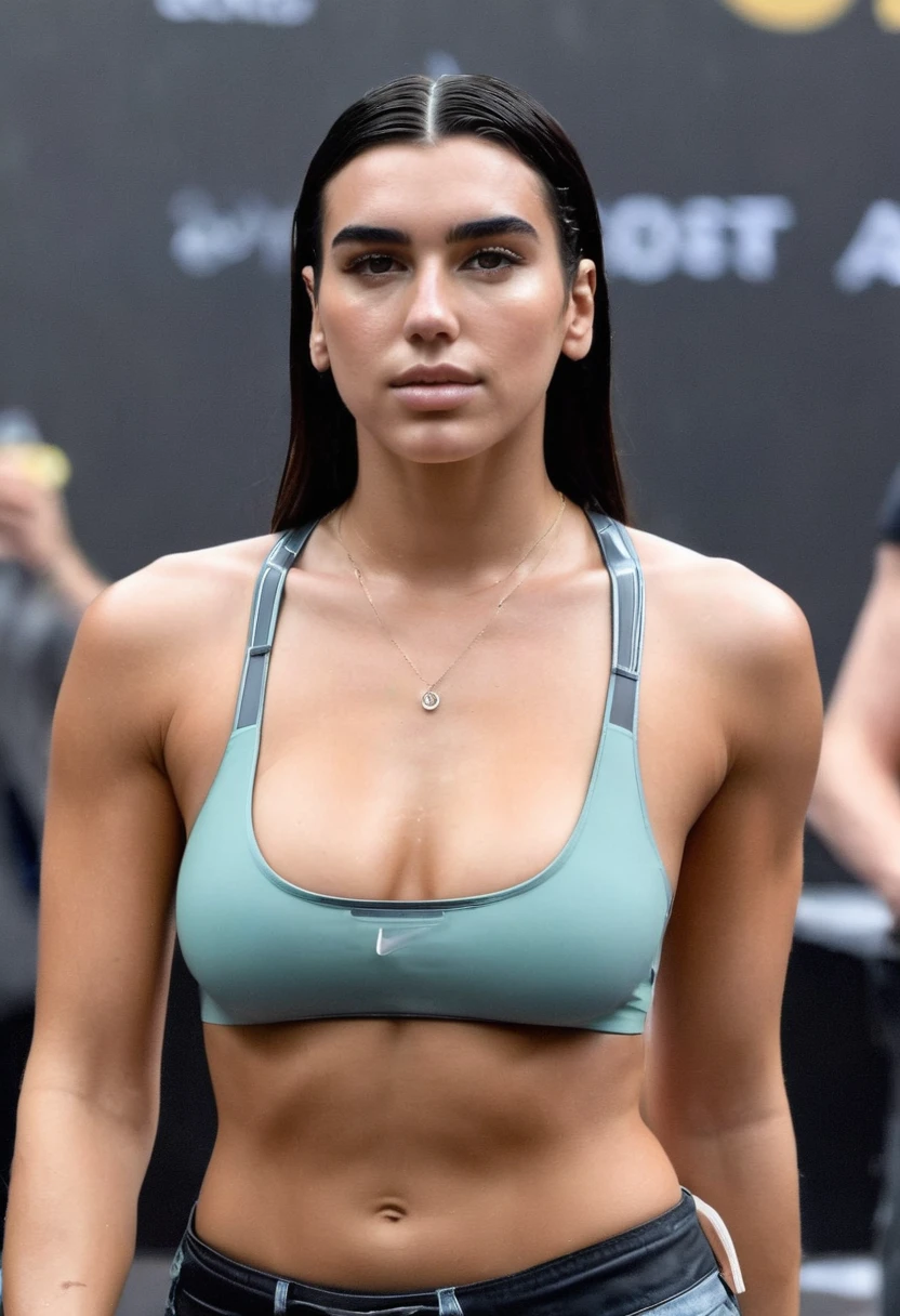 (alexandrad44, ) high quality  Erotic   paparazzi photo ,  (gorgeous celebrity , woman, DuaLipa, dua lipa, duxlipa, female, singer, cute, vacation  side background , wet atmospheric , random click, random move photograph  , photorealistic , celebrity , woman ) shiny breast ,shiny sweaty skin , sexualized move, erotic angles, celebrity erotic photograph  , shiny sweaty skin, hollywood actress , fleshy muscular woman  , ( perfect body parts, correct hands  ,natural lights, depth of field, detailed face , insanely detailed skin texture, hyper detailed features )