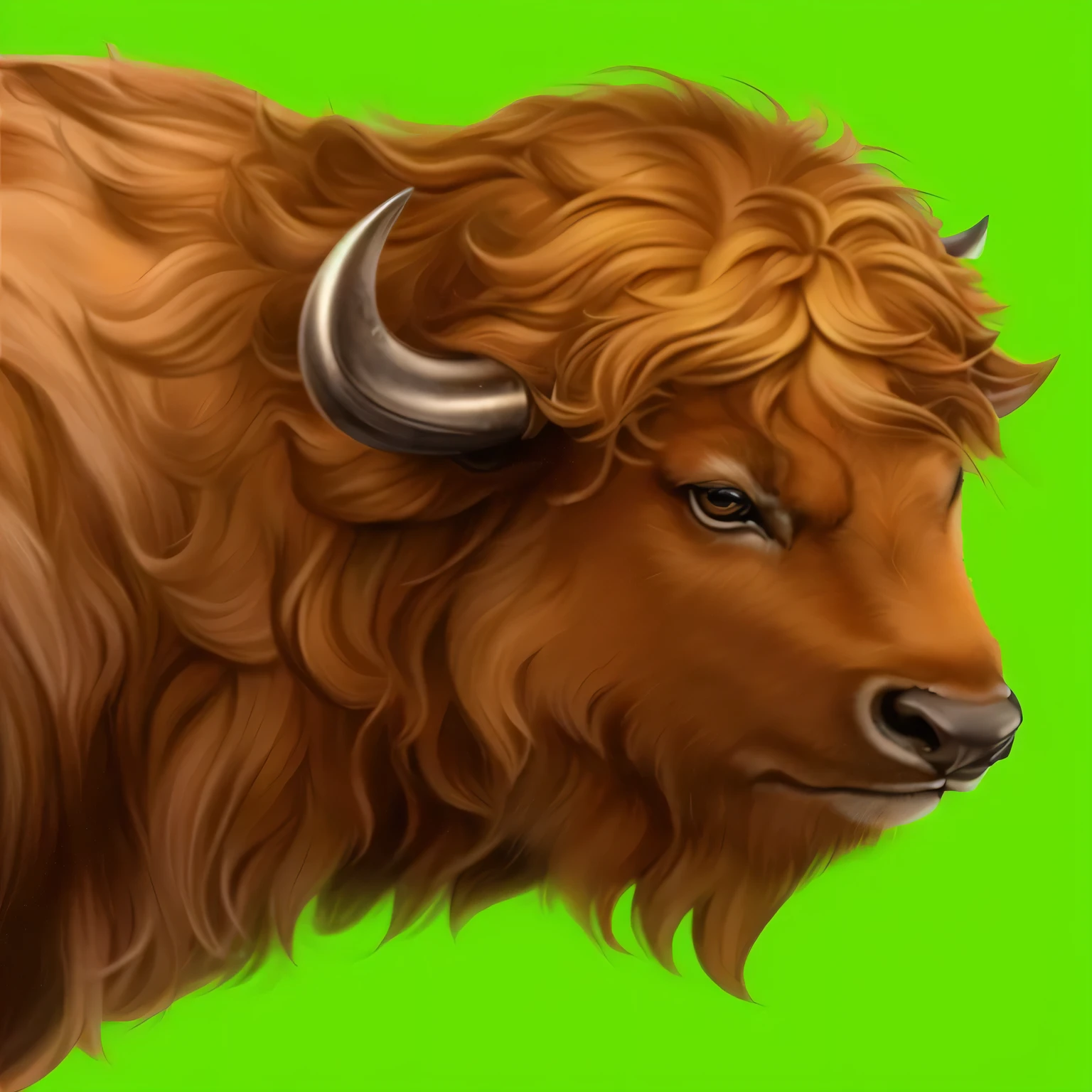 Wild ox with long horns on green background, Inspired by Giuseppe Bernardino Bison, Wild Ox God, ox head, polishing, Venus, shallow, face of 一头Public ox, Public ox head, Water ox, Venus 星座 符号, 一头Public ox, portrait of rugged zeus, ox, Public ox, ox head monster, Avatar pictures, beefy, Profile photo