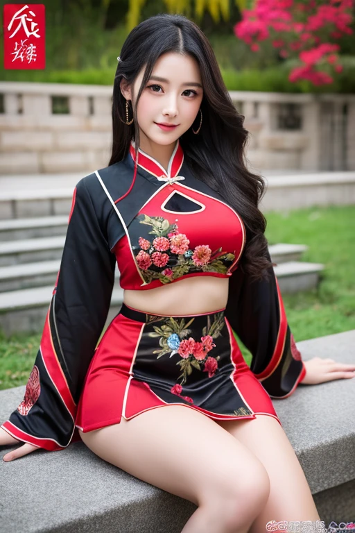 Sexy sweater,Beautiful girl with double braids,Under the cherry blossom tree,Sakura petals are flying all over the ground,Large target ,((best quality)), ((Intricate details)), ((Surrealism))(8K)