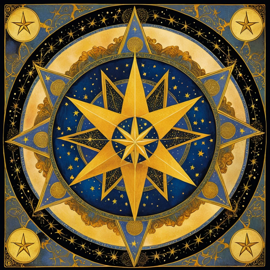  imageio "Tarot Card: the star" (imageio feita por leonardo da vinci) (black ethnicity)
