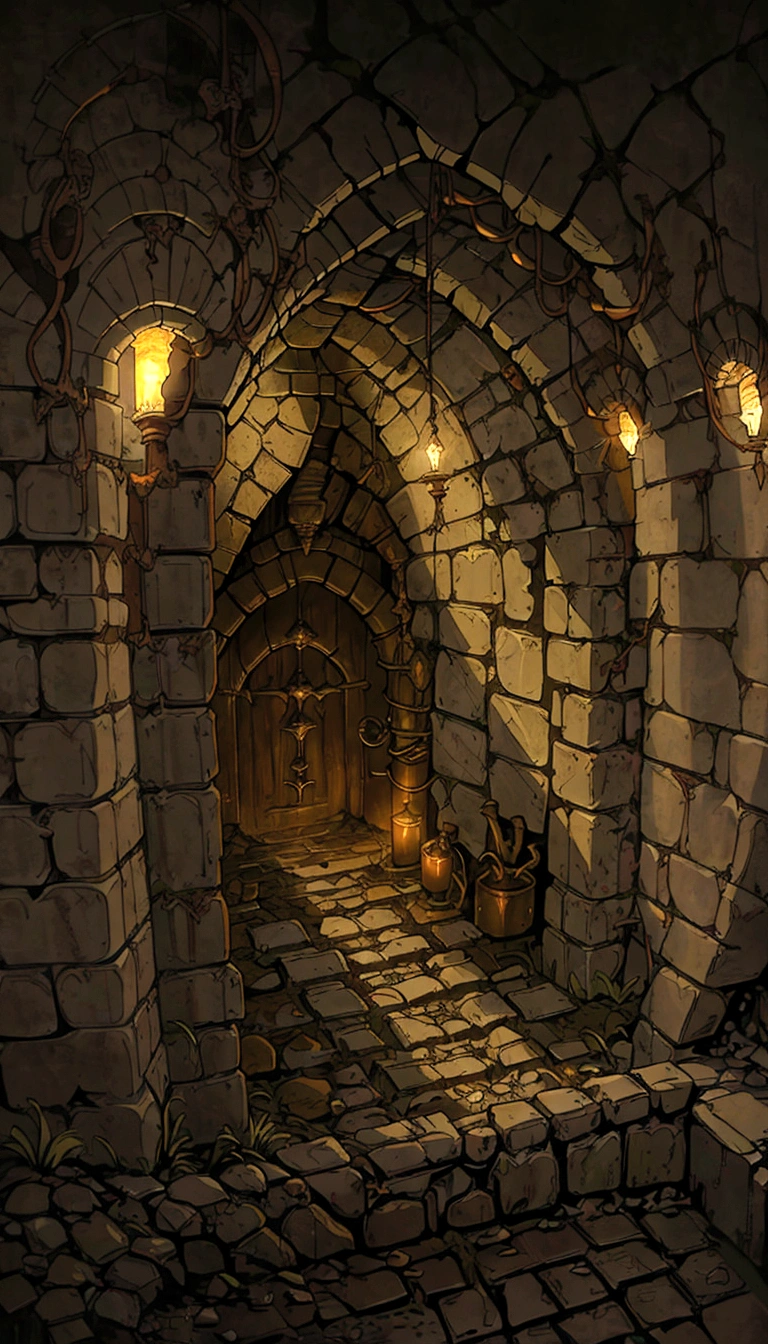 there is a dimly lit room with a stone floor and a door, in a dungeon background, dungeon background, inside a dungeon, ancient dungeon, ancient persian temple dungeon, fantasy dungeon, dungeons, dungeon, underground room, rustic throne room, creepy dungeon, rpg background, dimly lit underground dungeon, background art, light kingdom backdrop, shadowy castle background