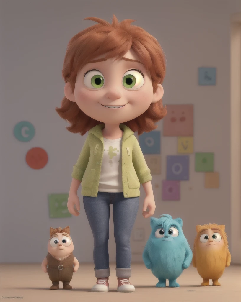 Create characters inspired by "Inside Out."
Focus:
Medium hair with bangs
Female
22 years old
Characters:
Joy: The main character, always happy and optimistic. She should have an infectious smile, vibrant colors, and an energetic design.
Sadness: A melancholic character, but with a sensitive and important side. She should have blue and purple tones, expressive eyes, and a delicate design.
Anger: An explosive and temperamental character, but with a good heart. He should have warm colors like red and orange, furrowed eyebrows, and a robust design.
Disgust: A critical and disgusted character, but with an important role in protecting Riley. She should have earthy and green colors, exaggerated facial expressions, and an eccentric design.
Fear: An anxious and fearful character, but with a keen protective instinct. He should have cool colors like blue and white, wide eyes, and a slender design.
Maintain:
Iconic details from the movie such as color palettes, shapes, and facial expressions.
Resolution:
High resolution (4K)
Neutral backgrounds to highlight the characters
Format:
Create individual images of each character.
Create a scene that shows all characters together.