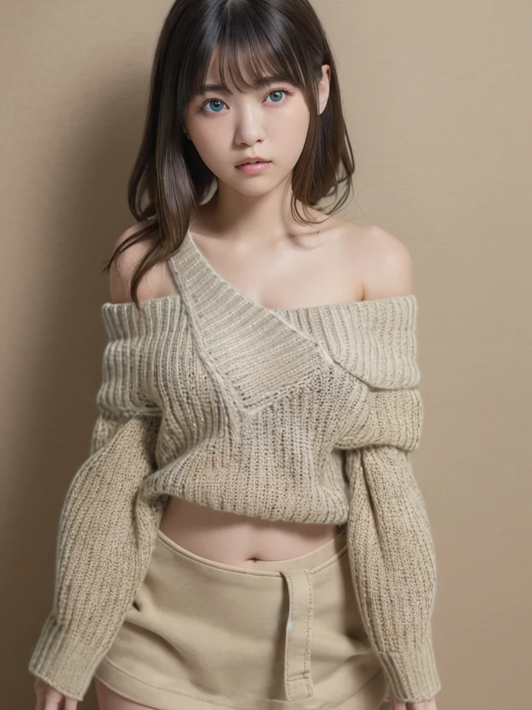 Naked girl with pigtails hairstyle in a naked coat with a necklace around her neck