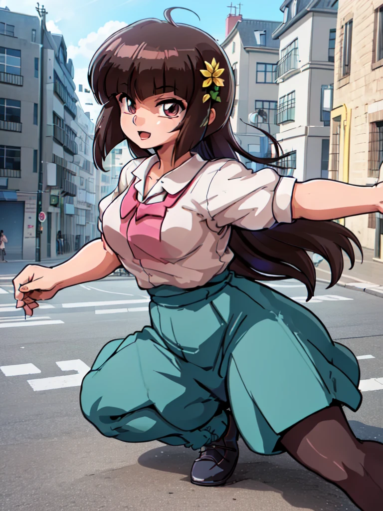 (NabikiWaifu:1), cute, sexy pose, looking at viewer, :D, (school uniform:1), (dress:1), (masterpiece:1.2), (best quality), (ultra detailed), (8k, 4k, intricate),(full-body-shot:1),(light particles, lighting, (highly detailed:1.2),(detailed face:1.2), (gradients), sfw, colorful, detailed eyes,(detailed ladscape, street, urban, city, buildings:1.2),(detailed background),detailed landscape, (dynamic angle:1.2), (dynamic pose:1.2), wide shot, solo, daylight,