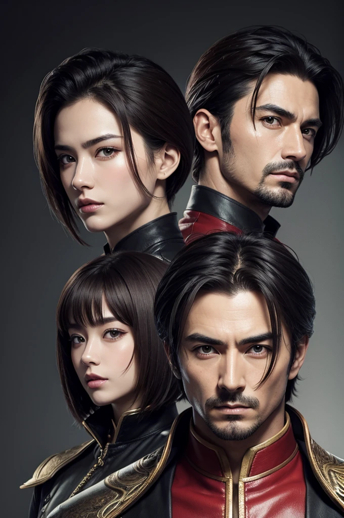 Italian style man, more mature, Cao Cao, stark, straight and short hair