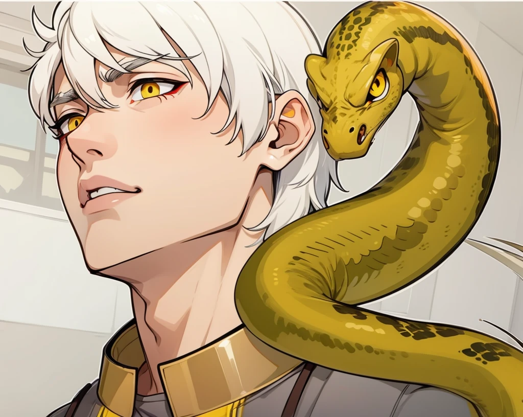 yellow eyes speaks angrily with annoyance