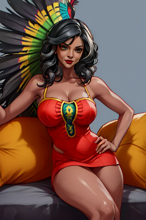 Photography: RAW, Wild, Xavante, India (black girl:0.7), looking away, serious eyes, whole body, the hair is made up of countless blue macaw parrot feathers, honey eyes, ((best qualityer)), ((work of art)), ((realisitic)), extremely tanned skin, extremely long straight black hair messes up  , Hairy skin, huge blue macaw parrot feather headdress, bochechas grandes, Legs long, curved, indigenous painting of yellow and green ,  painted blue and yellow, yellow and green indigenous face paint, hairy body, huge blue macaw parrot feather necklace, girly face, metal carved top, royal aura, trend on artstation, by subscription bugmAIster, sharp focus, studio photo, intricate-detail, very detailled, eye detailed, illustration, very detailled, sharp focus, Digital rendering, proffesional, 4K, 50mm Portrait Photography, photography with hard rim lighting – beta –ar 2:3 –beta –upbeta –upbeta