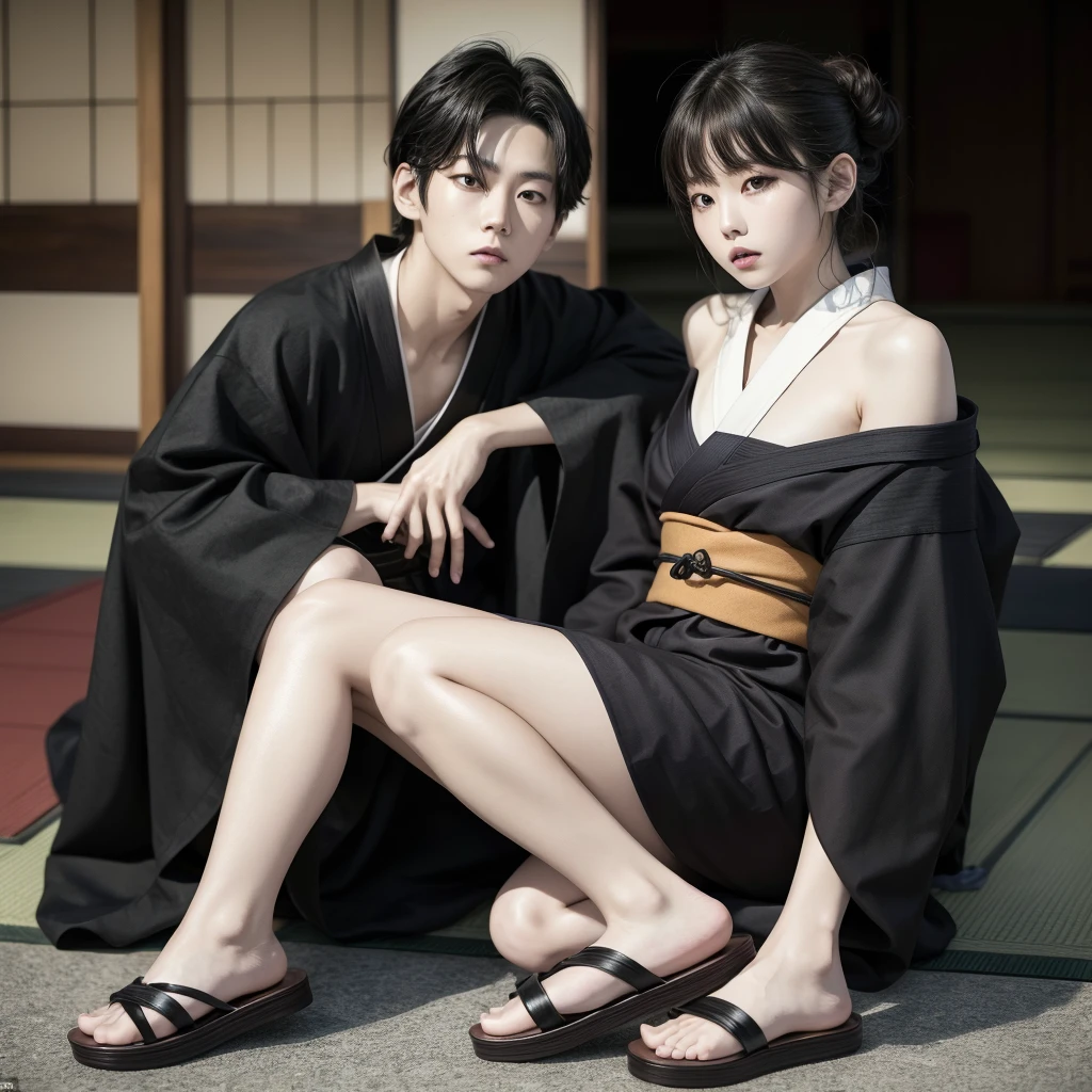 Lisa blackpink actress and kpop idol woman girl more realism in hair and clothing Noritoshi Kamo from Jujutsu Kaisen uses a traditional Japanese clothing consisting of a dark-colored kimono with black and white details. He wears a wide obi around his waist and traditional Japanese sandals., known as zori. His hair is black and is combed back in an elegant, polished style.. He has a sharp face and severe features that denote his disciplined and determined personality.. His appearance reflects his status as a member of a distinguished family in the world of jujutsu..In addition to the kimono, Noritoshi Kamo wears traditional Japanese sandals called geta. These sandals are made of wood and usually have a strap to keep the foot in place. In general, Noritoshi Kamo&#39;s clothing reflects his connection with traditional Japanese culture and his role as a character who follows the customs and traditions of his country..Create an image of Noritoshi Kamo from Jujutsu Kaisen but transformed into a woman with an elegant and mysterious style.What would Jujutsu Kaisen&#39;s Noritoshi Kamo look like as a powerful witch in a female image?Imagine Noritoshi Kamo from Jujutsu Kaisen transformed into a femme fatale with a surprising costume design.Create a feminine and sophisticated version of Noritoshi Kamo from Jujutsu Kaisen with a touch of magic and mystery.What would Noritoshi Kamo from Jujutsu Kaisen look like if she were a woman with a unique and charming style in a striking illustration?

