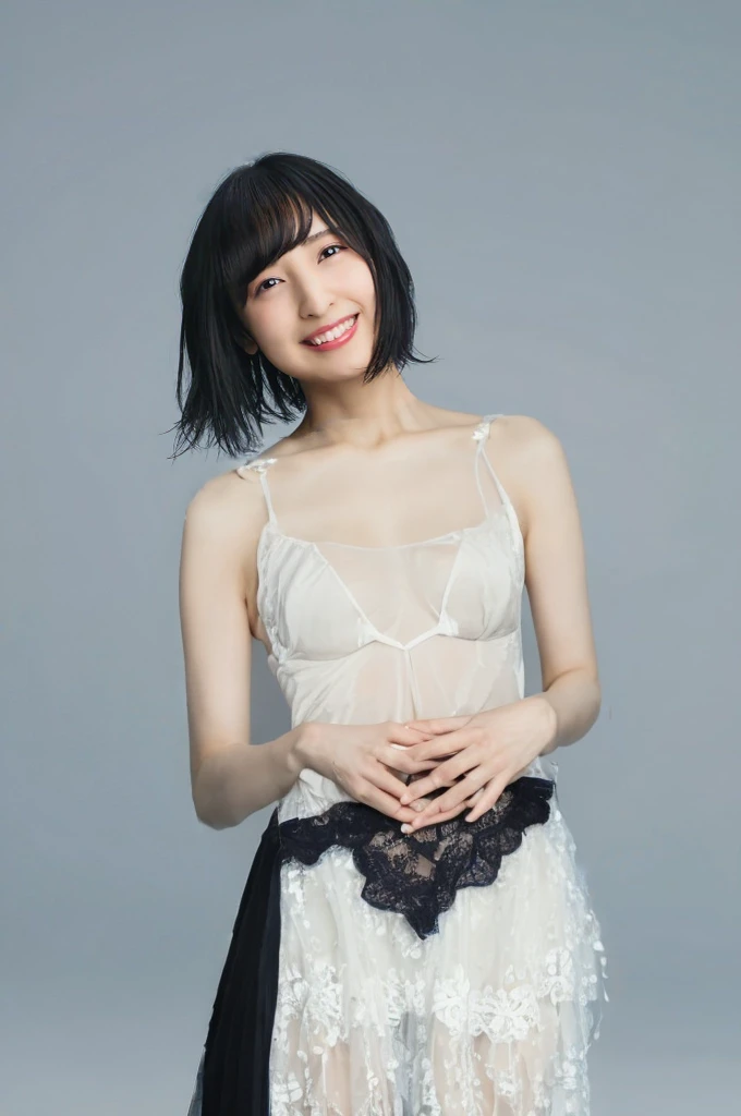 ((Highest quality)), ((masterpiece)), (detailed), (NSFW:1.1), Ayane Sakura, a Japanese woman wearing a see-through white dress, Beautiful breasts, Gorgeous black panties,