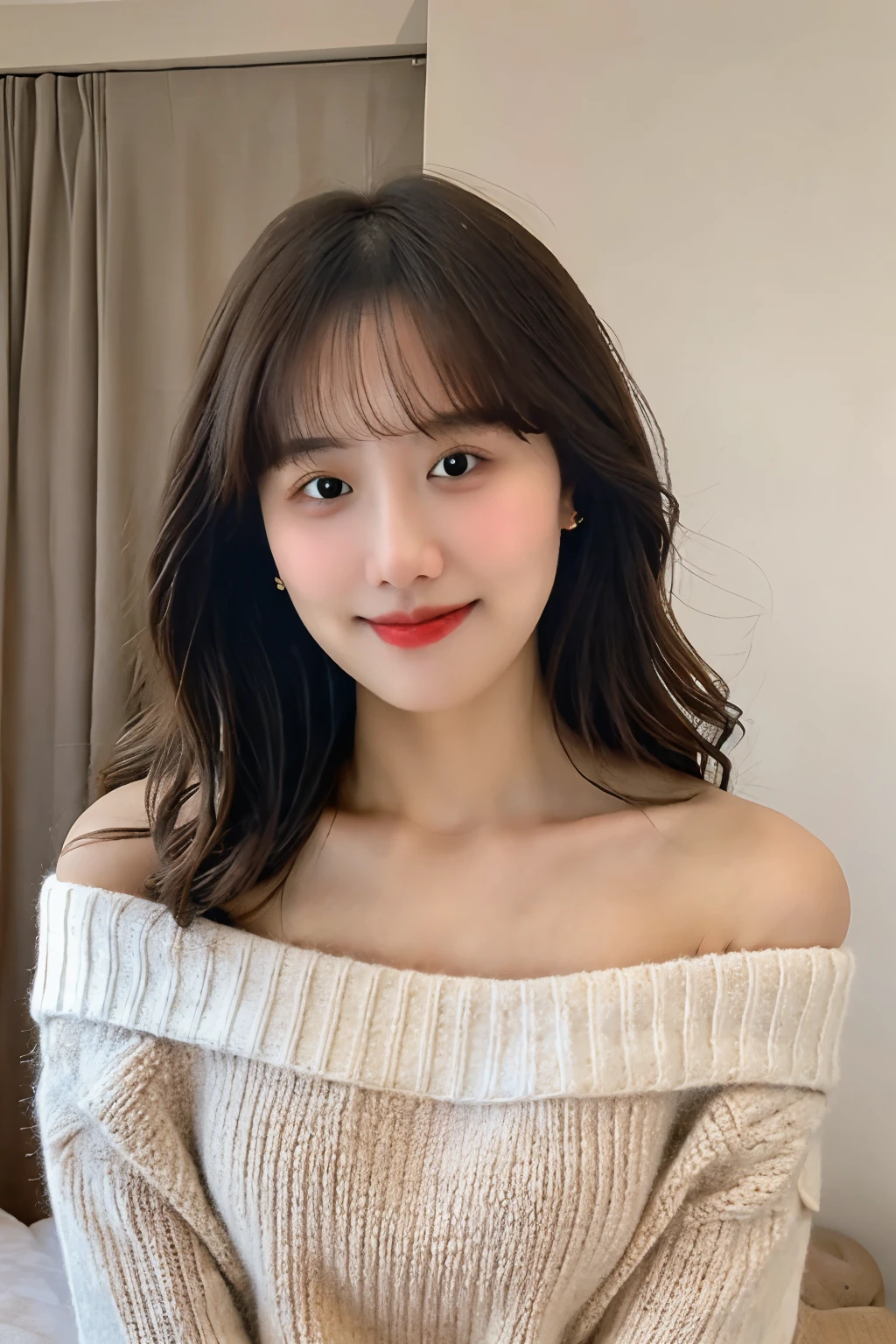 ((best quality)), ((masterpiece)), (detailed), 1girl, off-shoulder sweater, 