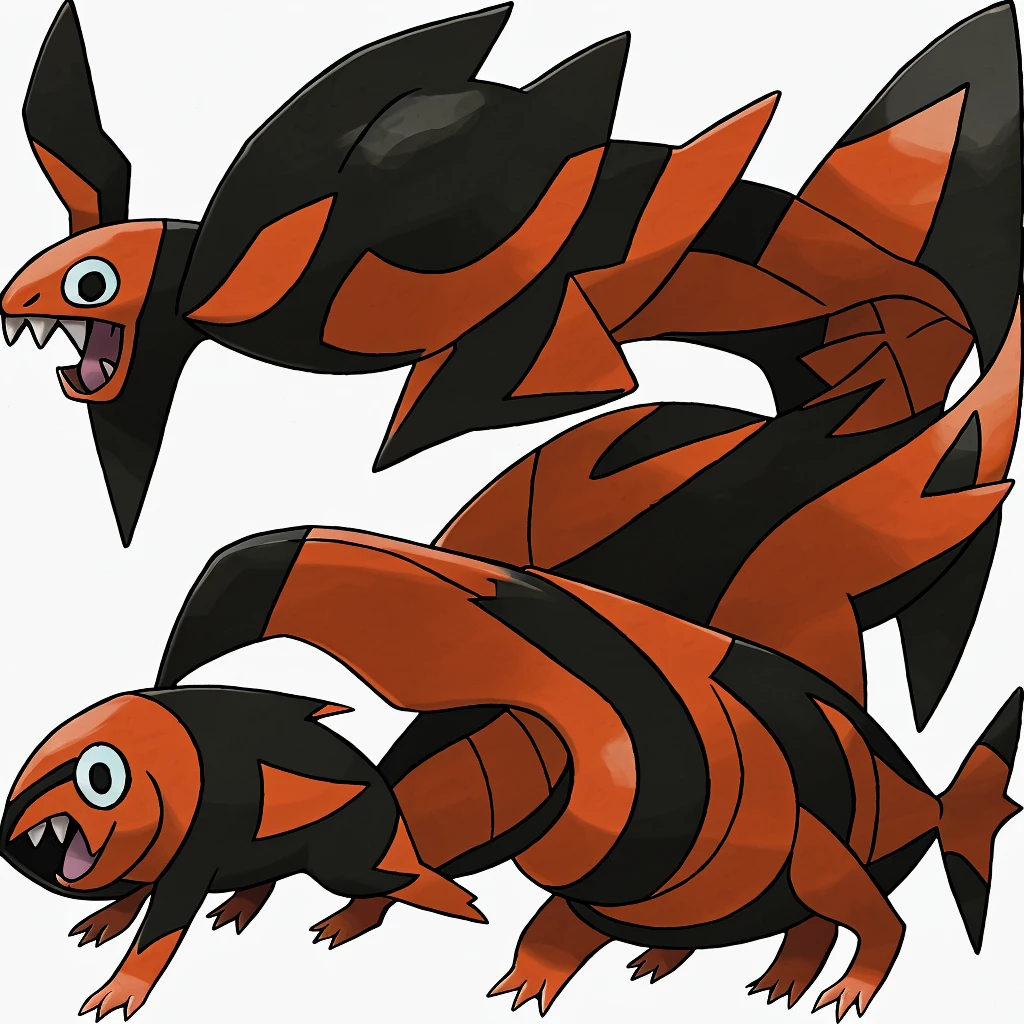Pokemon salmon, evolved, Yellow eyes, Sharp teeth, legendary