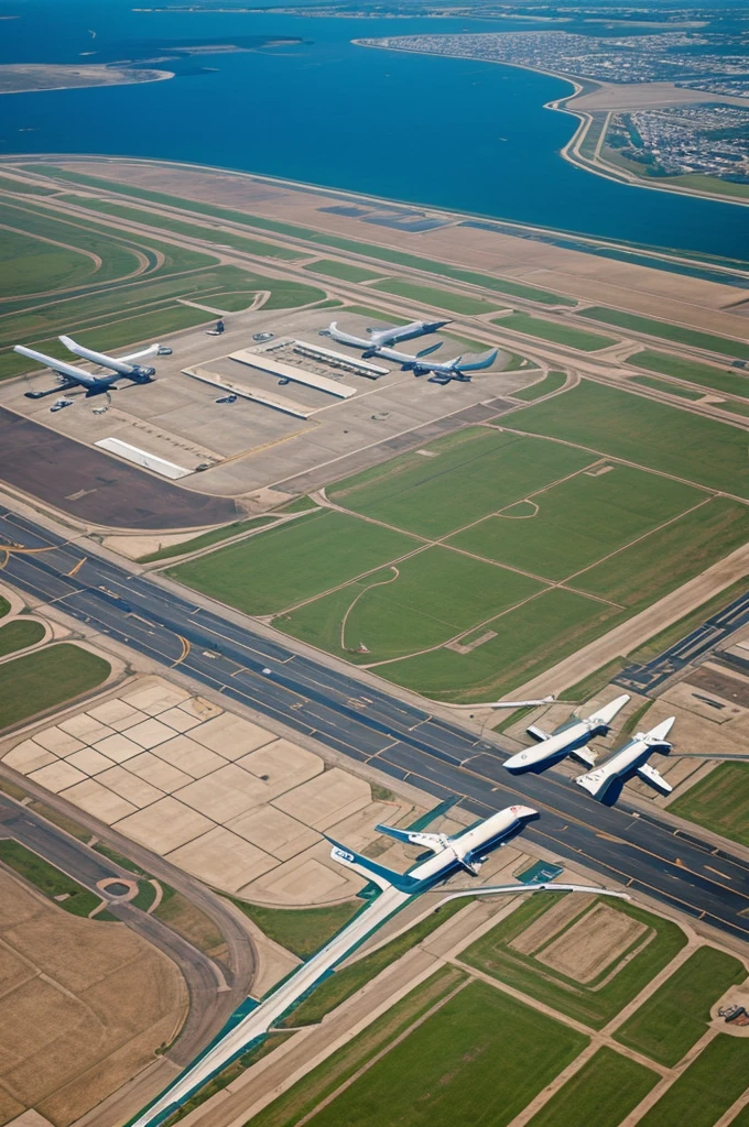 Aerial view of a national airport