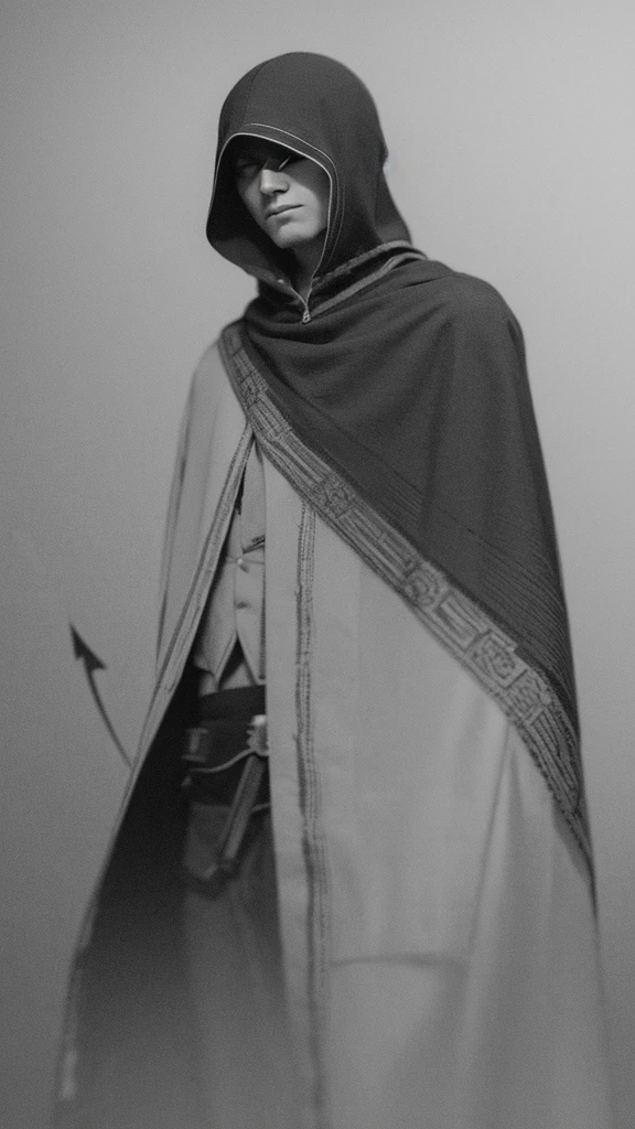 simple pencil sketch of an assassin by Odilon Redon, in the style of Assassins Creed, noticeable charcoal marks, white background, no coloring, no color --ar 69:128 --s 750 --v 5. 2