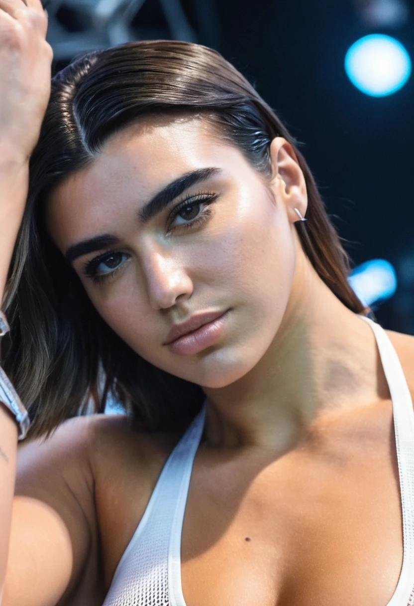 (alexandrad44, ) ( high quality  Erotic   paparazzi photo ) (gorgeous celebrity , woman, DuaLipa, dua lipa, duxlipa, female, singer, cute, vacation  side background  , random click, random move photograph  , photorealistic , celebrity , woman ) shiny breast ,shiny sweaty skin , sexualized move, erotic angles, celebrity erotic photograph  , shiny sweaty skin, hollywood actress , fleshy muscular woman  , ( perfect body parts, correct hands  ,natural lights, depth of field, detailed face , insanely detailed skin texture, hyper detailed features )