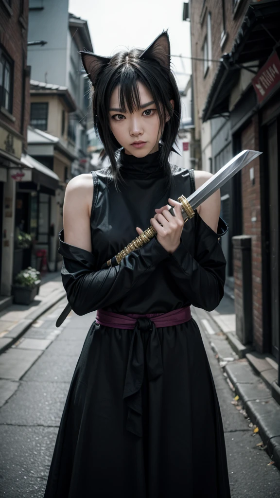 cat with ninja swords 