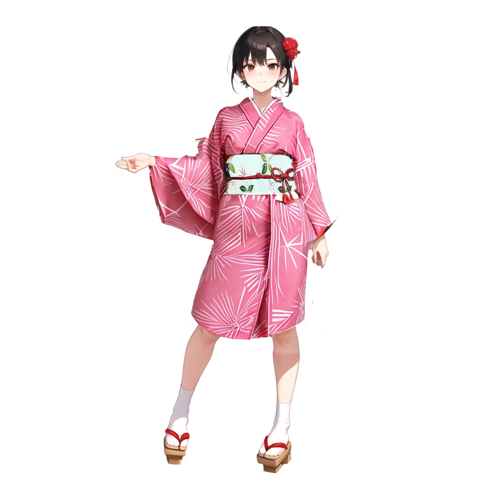 Simple pink arrow pattern(Yarasuri)Please change to a patterned yukata.。