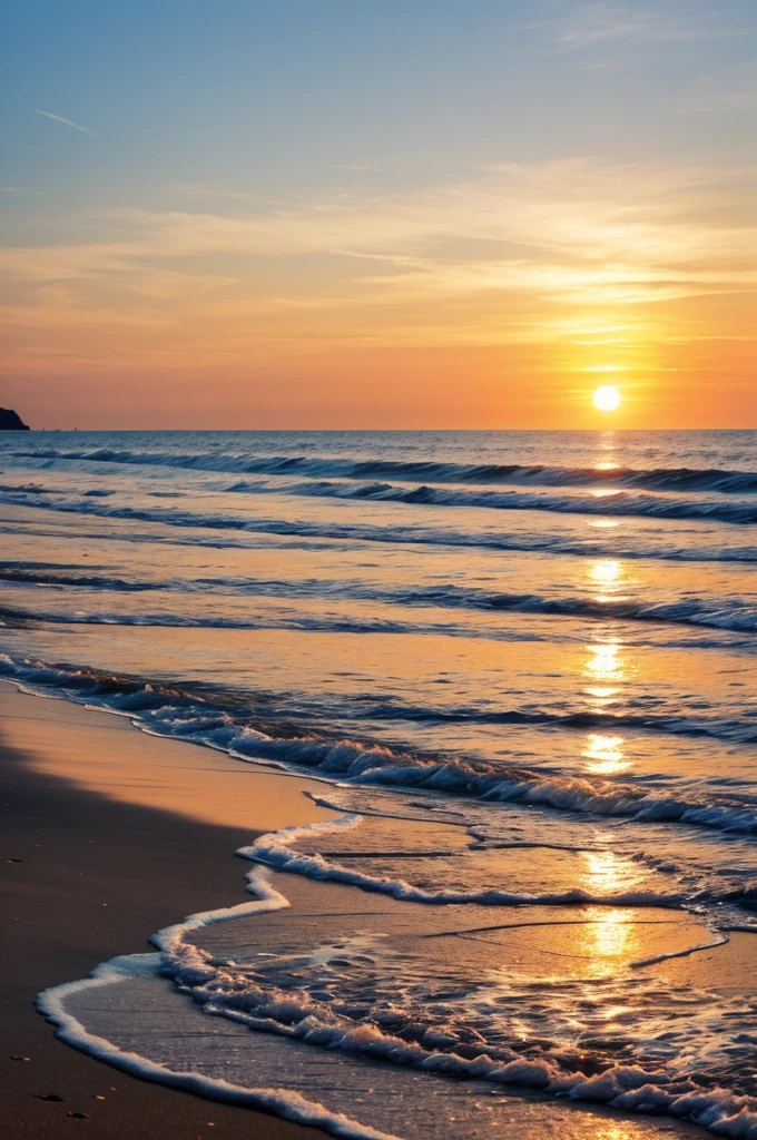 Sunset on the beach , silver sand , landscape , wallpaper
