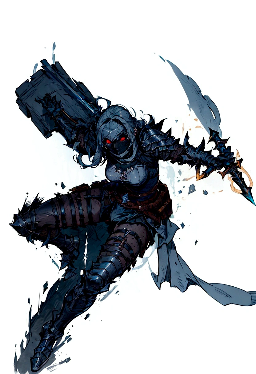a close up of a person in a costume holding a knife, female assassin, female knight, thief warrior, concept art of a warrior, rpg concept art character, female rouge assassin, pale black armor, grey armor, rpg character concept art, infinity blade concept art, clothed in stealth armor, female warrior, nier automata concept artsyle, female rogue