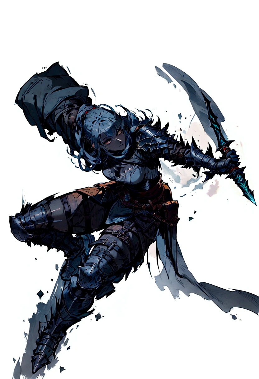 a close up of a person in a costume holding a knife, female assassin, female knight, thief warrior, concept art of a warrior, rpg concept art character, female rouge assassin, pale black armor, grey armor, rpg character concept art, infinity blade concept art, clothed in stealth armor, female warrior, nier automata concept artsyle, female rogue