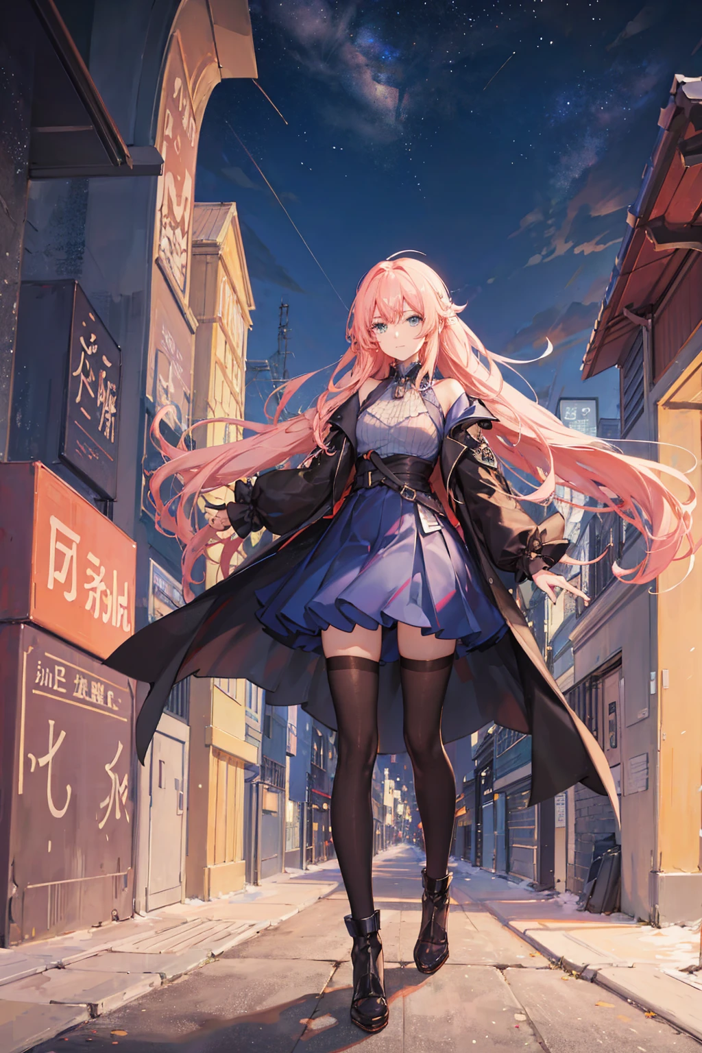 Anime boy walking on road at night with city background, Beautiful starry sky,Shining starry sky,Glowing stars,4 k manga wallpaper, Best Anime 4K Wallpapers, anime style 4 k, Anime art wallpaper 8k, anime art wallpaper 4k, anime art wallpaper 4k, 4k anime wallpaper, anime style cityscape, anime wallpaper 4k, The highest image quality,UHD,