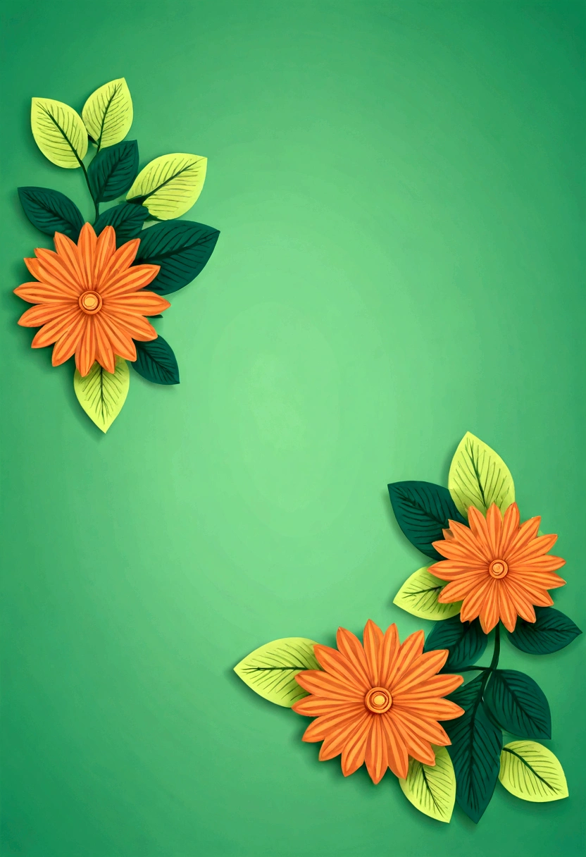 （desktop wallpaper design：1.37），lattice，line，Simplicity，modern，upscale，cute，Color blocking，Flowers，,Orange，Light green，illustration，in style of geometric,beautiful detailed，in style of flat color vector design, 