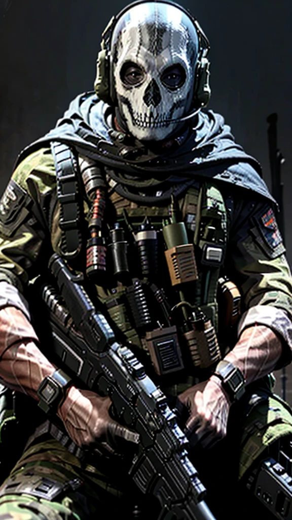 Special Forces emblem, First person shooter style, GH0st sits on the hill