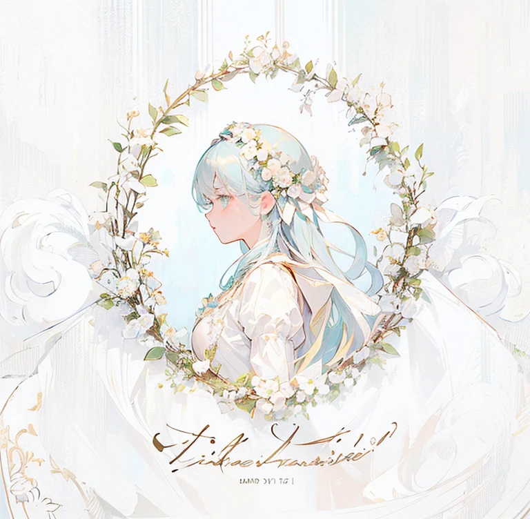 ((masterpiece))),(((Highest quality))),((Very detailed)),(Very delicate beauty: 1.2),(Cool colors),((Pale jade-colored hair)),((knight)),profile,Line art,(Vintage Style),Inside the wreath is a picture of a boy, Gorgeous wreath,Cute art style, Portrait of a boy, Traditional drawing style, Beautiful drawing style, Roar, Cute anime character design,