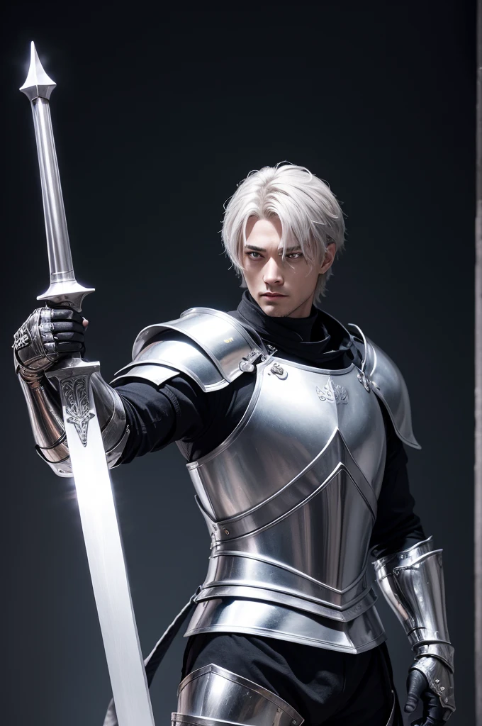 A knight man with his silver sword 