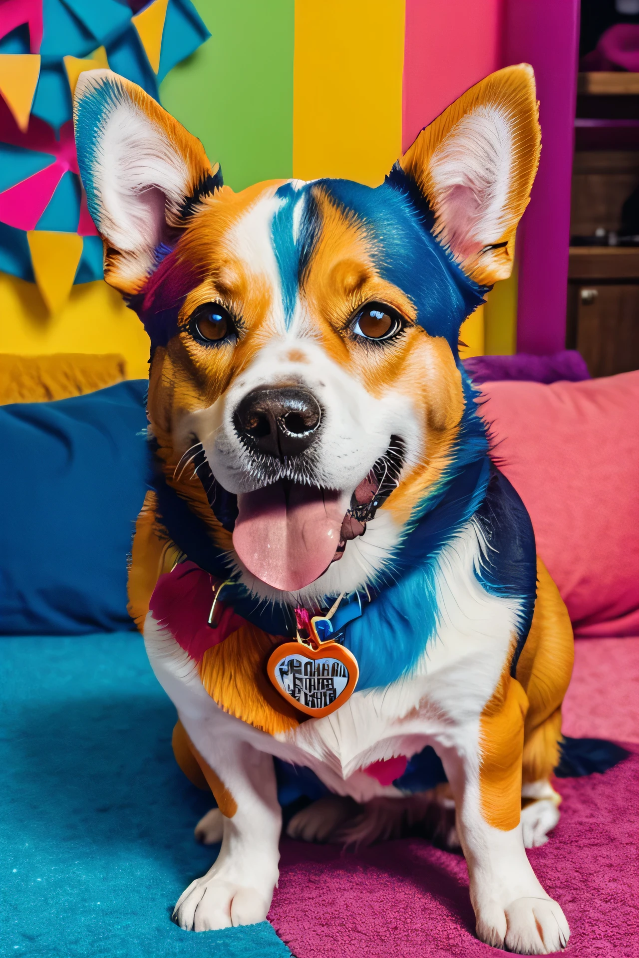 Colorful happy dog