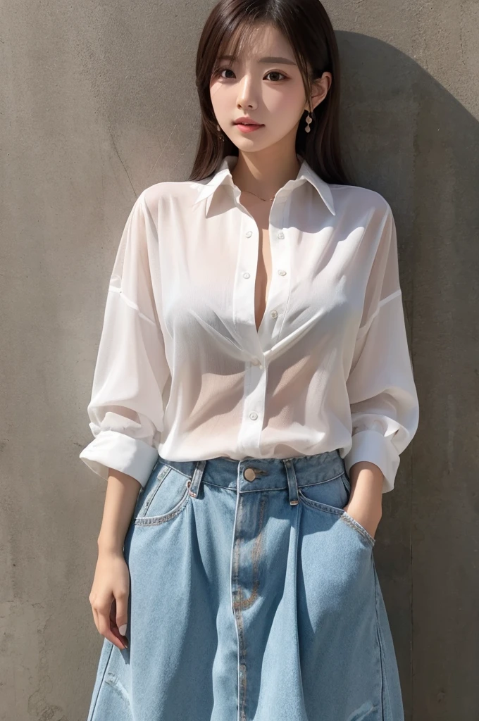 （（Highest quality））、Beauty、Fully open thick shirt、